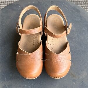Sanita Brown Leather Closed-Toe Clog Sandals